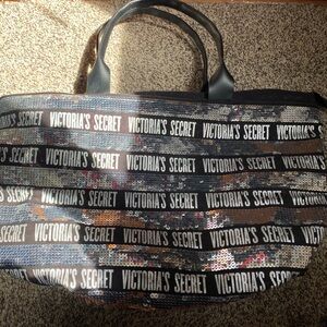 Victoria's Secret Black Sequin Tote Bag